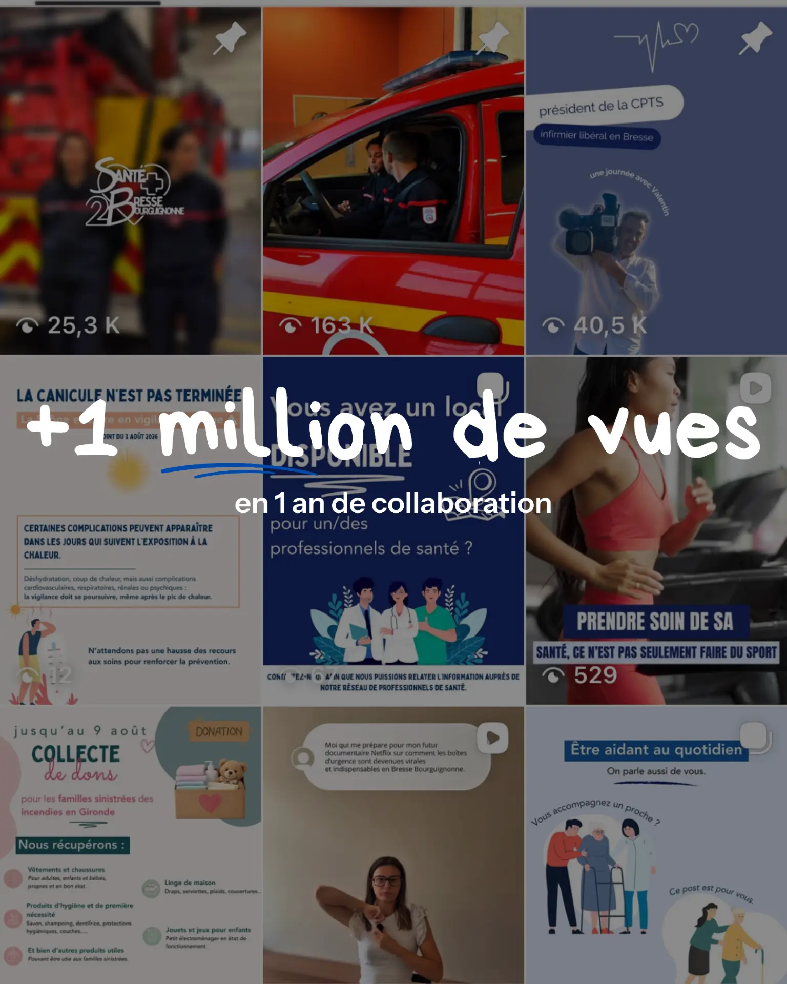 Grille Instagram de la CPTS Bresse Bourguignonne : plus d'un million de vues en un an de collaboration
